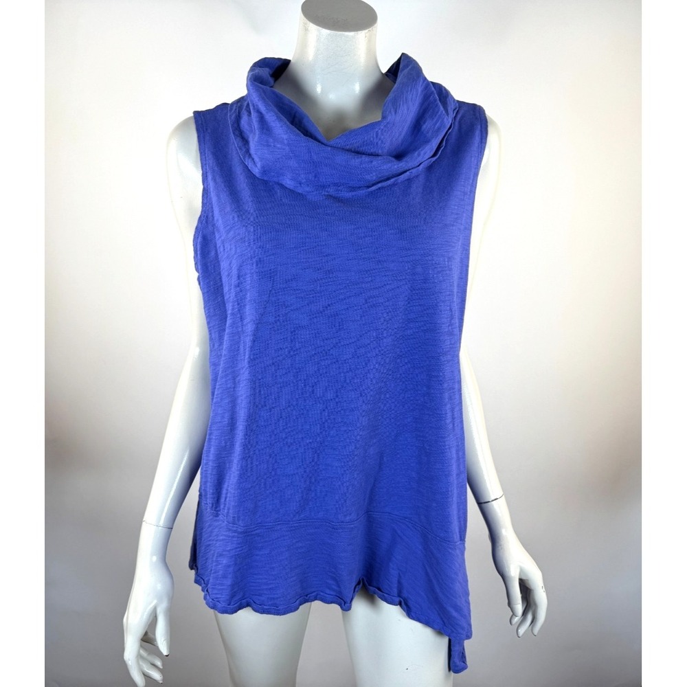 Habitat Cowl Neck Sleeveless Cotton Tunic Top Women XL EUC Asymmetric Hem Purple